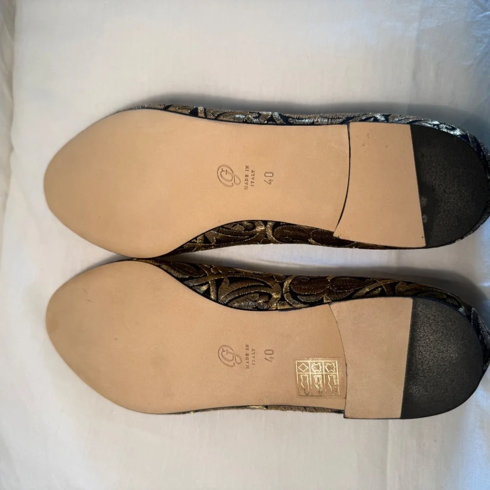 M.Gemi Patterned Embriodered Gold and Black Loafers - Picture 7 of 7